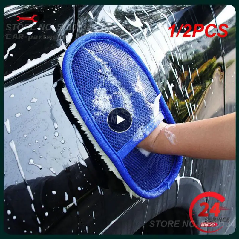 

1/2PCS 15*24cm Car Wool Washing Gloves Cleaning Brush Furniture Glass Motorcycle Washer Detail Cleaning Car Care Styling