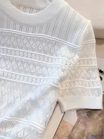 2026 New  Summer Thin Hollow Out Crew Neck Pullover Sweater Versatile Short Sleeve Knitted Top For Spring & Women's Clothing - Image 3