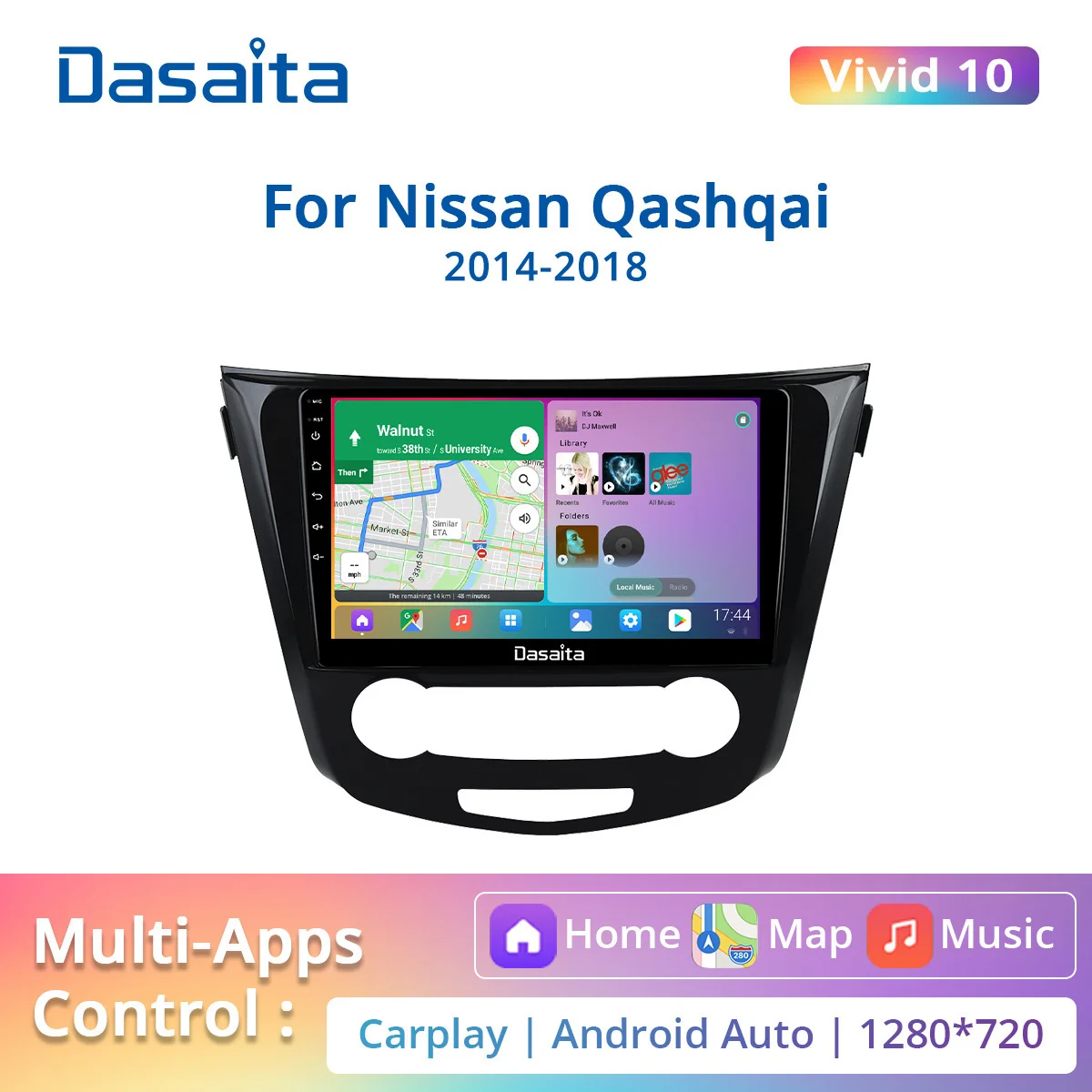 Dasaita Vivid10 PX6 for Nissan Qashqai 2014 2015 2016 2017 2018 Car Radio Android Vehicle