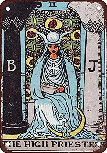 Tin Talking Iron Painting 8 X12 Pollici Major Arcana - The High Priestess Coffee House O Home Metal Tin Sign