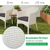 Outdoor Dining Rattan Chairs,White Wicker Chair with Soft Cushion,1 PC Rattan Weave Wicker Fallow Armchair 5