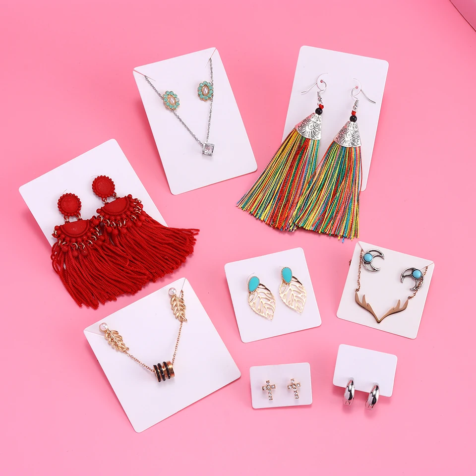 Lot De 200 Cartes De Présentation Pour Boucles D'oreilles - 5x4.5 Cm, Kraft Et Blanc, Pré-percées