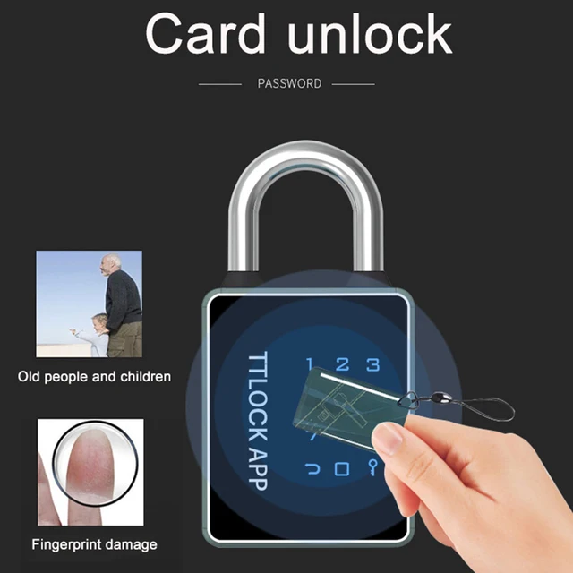 Electronic Smart Door Lock Biometric Fingerprint Padlock TUYA/TTLOCK APP Portable Keyless Quick Unlock Anti-Theft Password Lock 4