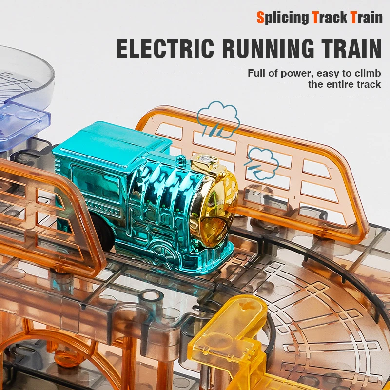 Electric Splicing Track Train Building Interconnect Blocks Toy for Boys Girls Puzzle Education Assembling Track Trains Kids Toy