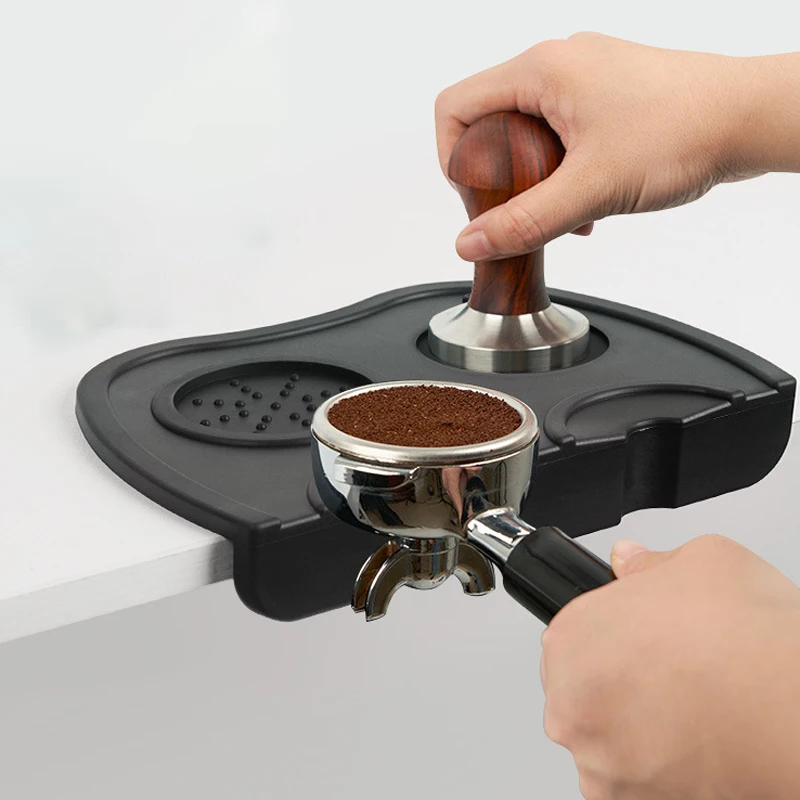 Description Picture 6 of itemSilicone Non-slip Mat Coffee Tamper Mat Tamping Rest Holder Corner Edge Pad Black Base Office Bar Shop Silicone Espresso Station