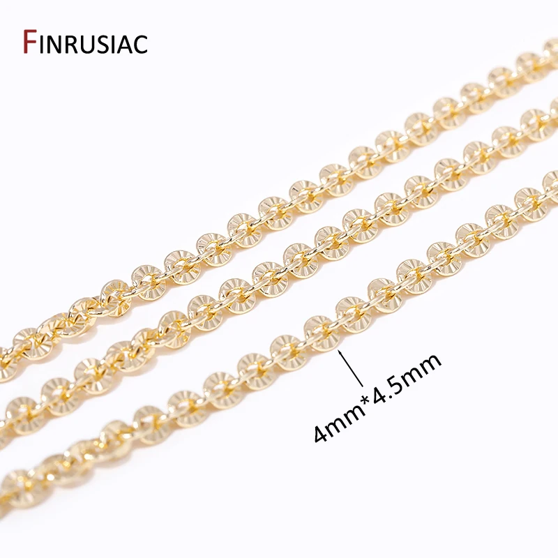 4mm * 4,5mm 14 Karat echt vergoldete runde strukturierte Ketten für die Herstellung von Halsketten, hand gefertigte Bastel ketten für DIY-Schmuck zubehör – Detail 4