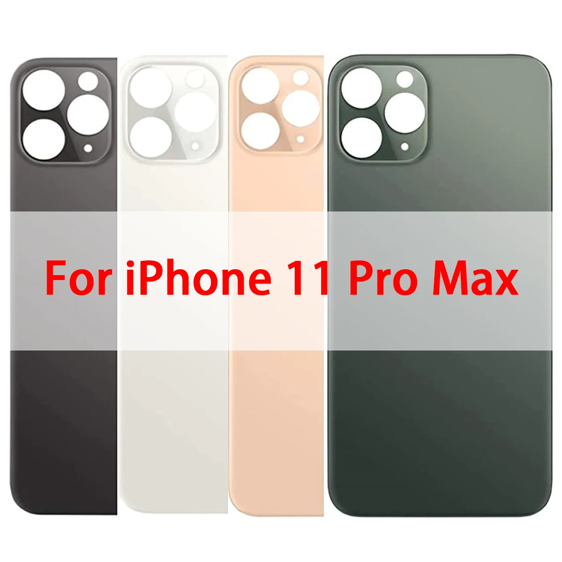 

For iPhone 11 Pro Max Back Glass Cover Panel Battery Cover Replacement Parts Housing Big Hole Camera Rear Glass