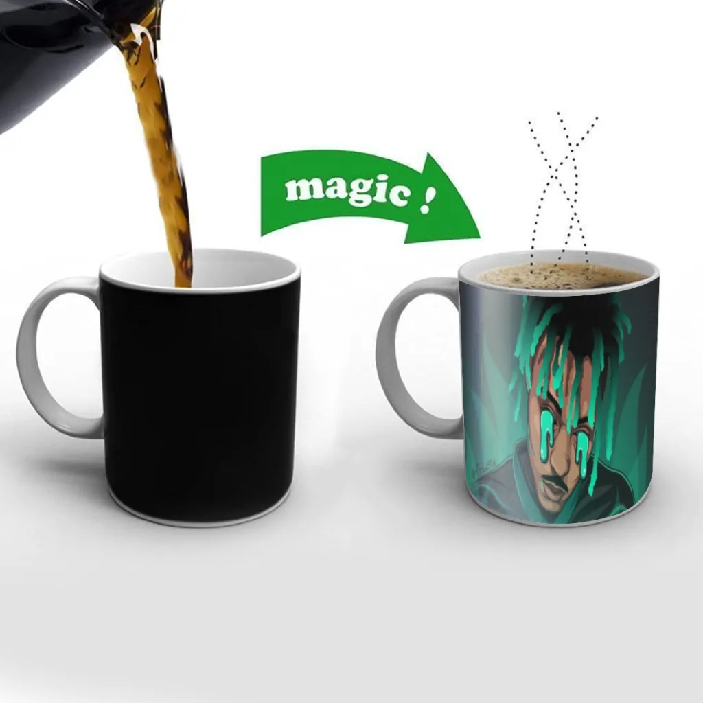 

Rapper Juice WRLD Free shipping New Magic Mug Changing Color Mug Coffee Tea Mug Temperature Color Changing Heat Sensitive Cup