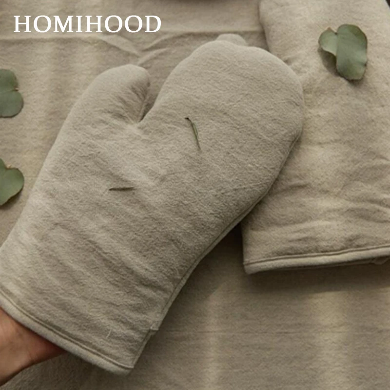 Cotton Linen Anti-scalding Gloves Baking Heat Resistant Microwave Oven Mitts Kitchen Camping Insulated Thickened Mitts Bakeware