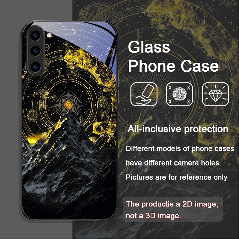 Stylish Stars and Moon Constellations Tempered Glass Phone Case