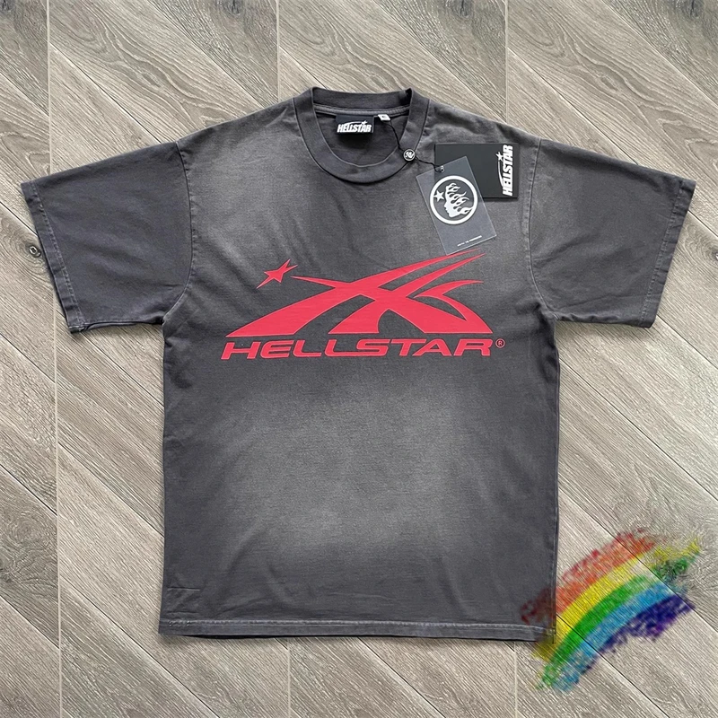 

Моющаяся футболка Hellstar Studios для мужчин и женщин, 1:1, Топ высокого качества с красным принтом, футболка