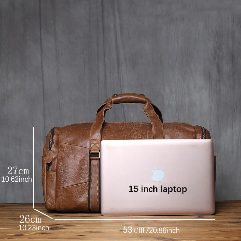 NZPJ Leather Retro Men's Travel Bag Shoulder Messenger Casual Backpack Top Layer Cowhide Large Capacity Luggage Bag Handbag