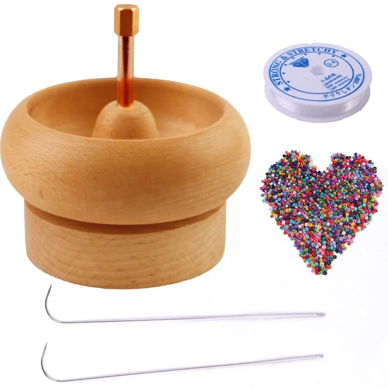 

Bead Loader Beading Spinner Waist Seed Spin Holder, 2 Beading Needle,About 1000 Grain Beads And 1 Roll Elastic Line