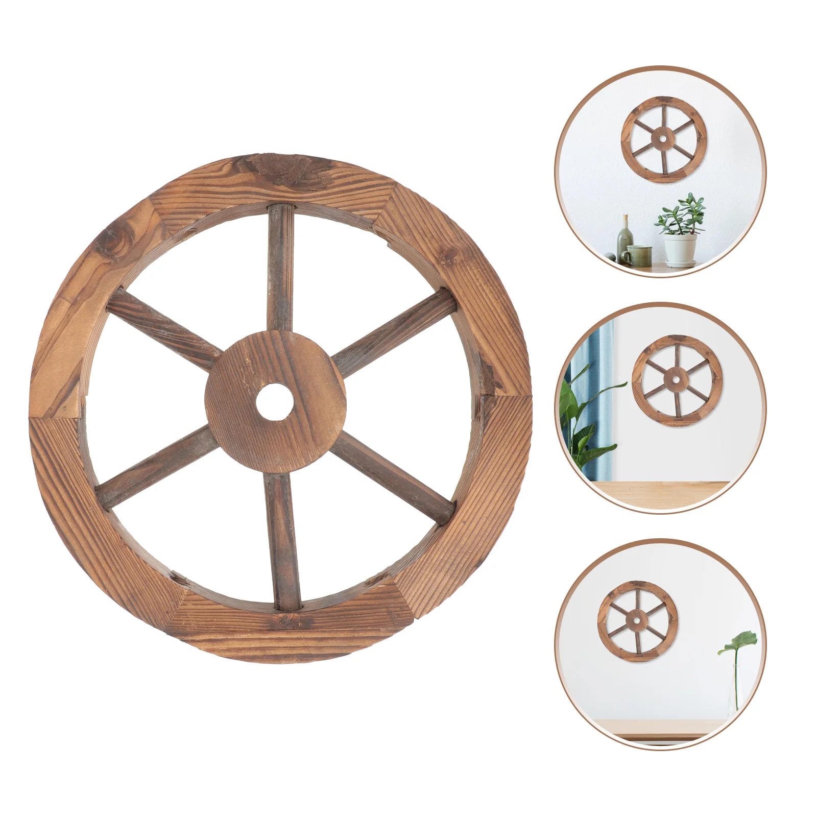 

Wheel Decoration Vintage Wall Ornament Decorative Hanging Wood Wooden Garden