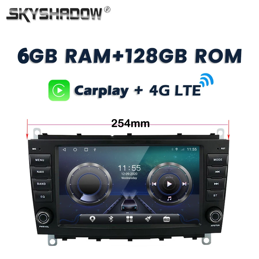 

Автомобильный DVD-плеер Carplay, 254 мм, 6 ГБ + 128 Гб, Android 11,0, 8 дюймов, IPS DSP, GPS, Wi-Fi, Bluetooth, RDS радио для Benz CLK W203 W209 2005-2012