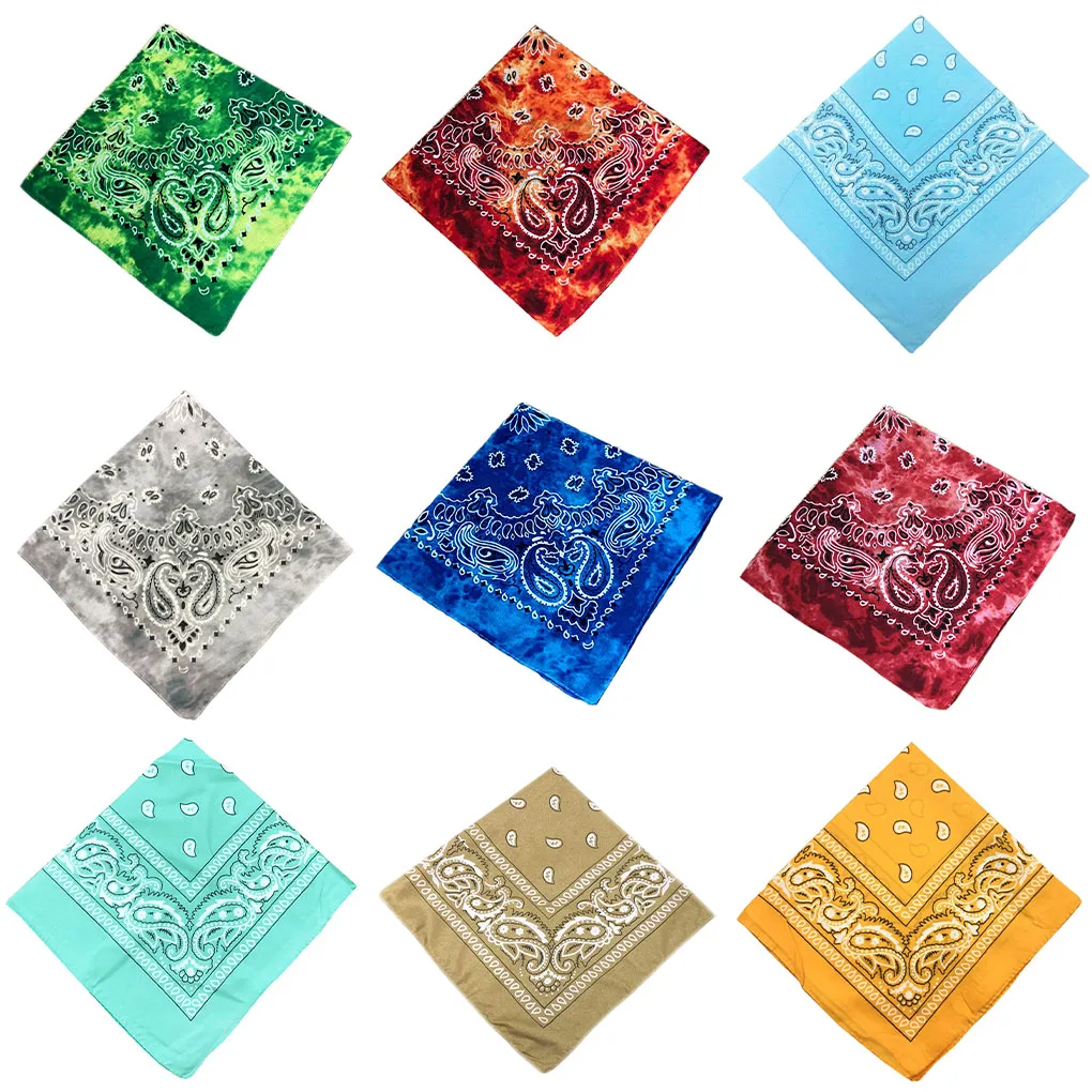 

Turban Bandana Hip Square Scarf Paisley Print Headband Wrist Headscarf Flower Handkerchief Gifts Tie Dye Purple