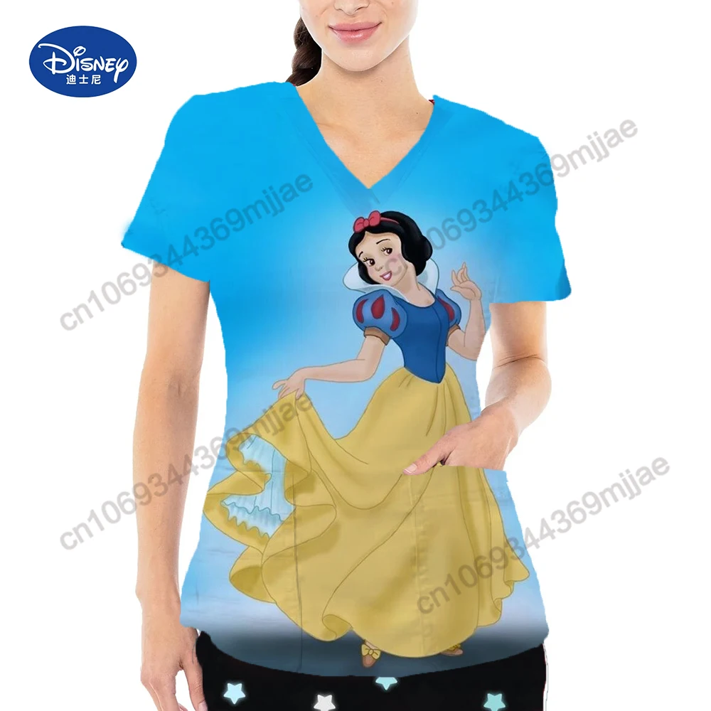 

Disney Pocket V-Neck Comfort Top Women T Shirt Japanese Y2k Style Woman Clothes for Women Tshirt Women's Short Sleeve T-shirt
