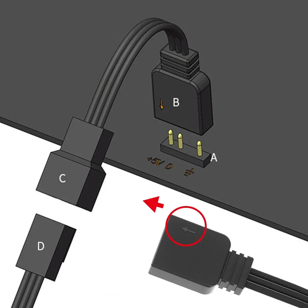 Barrow ARGB 5V 3PIN Motherboard LED Extension Cable LRC2.0 Addressable RGB Connector