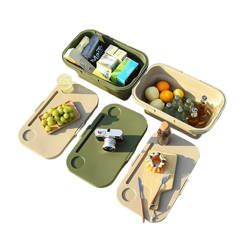 

Корзина для пикника, складная вместительная весенняя, для отдыха на открытом воздухе, для кемпинга и пикника, универсальная складная корзина с крышкой