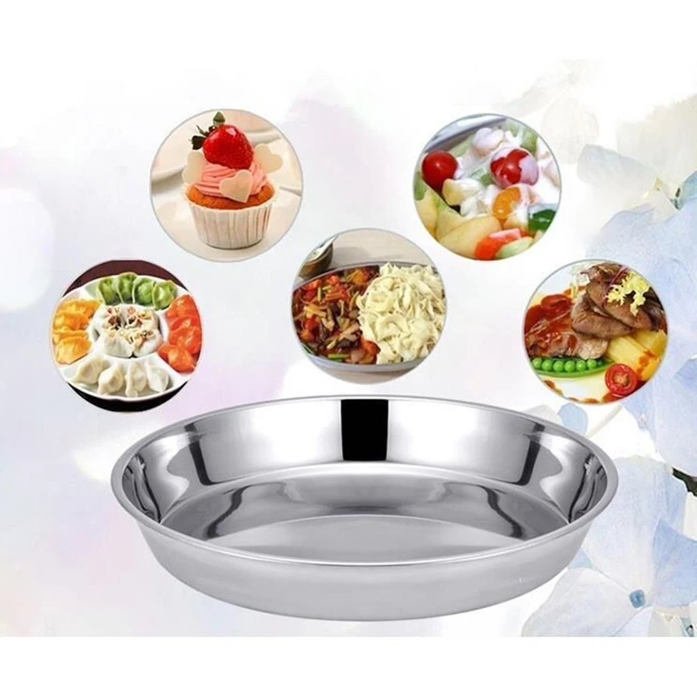 Serving Dishes Plate Cold Crust Dinnerware Flat Plate Round Stainless Steel Tray With Non-magnetic Good Quality 6