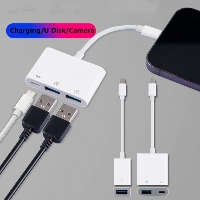 Lightning a USB 3,0 OTG adaptador de cámara/Cable con carga - AliExpress