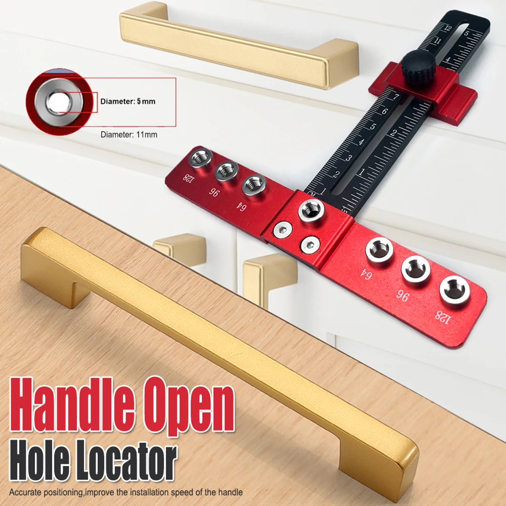 

Drill Guide Punch Locator Adjustable Wood Drilling Dowelling Guide Portable Drill Template Guide for Cabinet Handles and Pulls