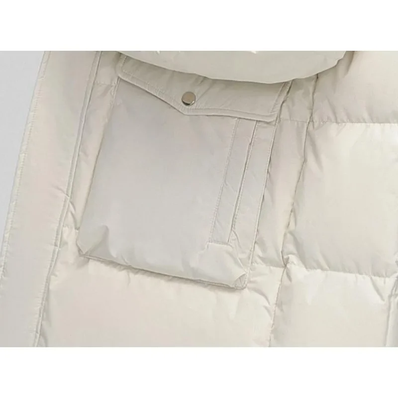 2024 New Women Down Jacket Winter Coat Female Mid Length Version Parkas Thick Warm Outwear Hooded Versatile Fashion Overcoat