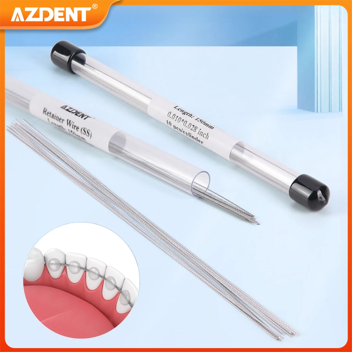 

10PCS/Pack AZDENT Dental Orthodontic Lingual Retainer Wire Flat Straight Twist Wires Stainless Steel 15cm Dentistry Materials