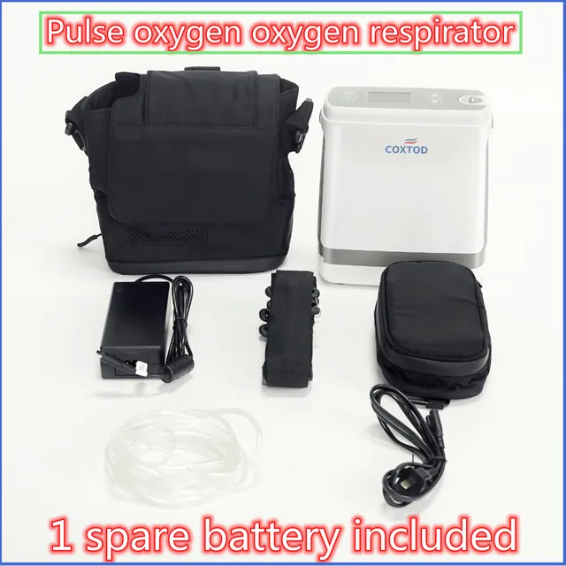 2 Battery Pulse Oxygen Machine Household 1-5L Setting Oxygen Concentrator Generator Travel Oxygenerator Respirator Dropshipping