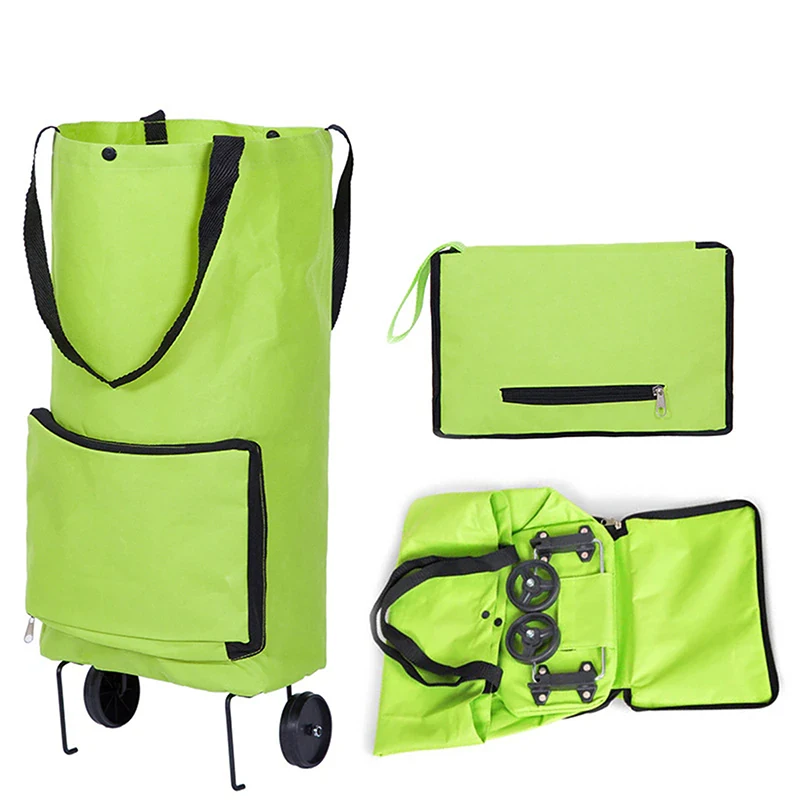 Foldable Shopping Trolley Bag With Wheels Large Reusable Cloth Hand Tote Bolsas Eco Fabric Supermarket Grocery Pull Cart Bag 3