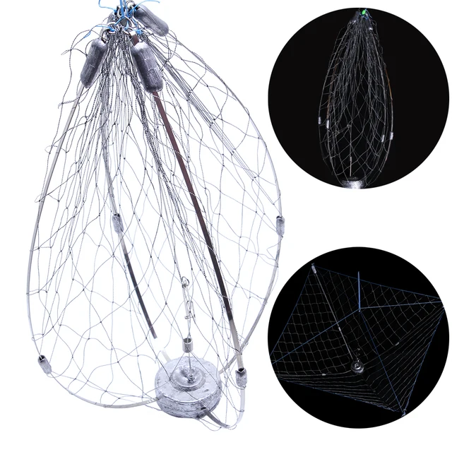 1 pc universal cage style fishing net, Can contract, crab catcher, steel wire material suitable for saltwater, 400g to 550g 1 pc universal cage style fishing net, Can contract, crab catcher, steel wire material suitable for saltwater, 400g to 550g
