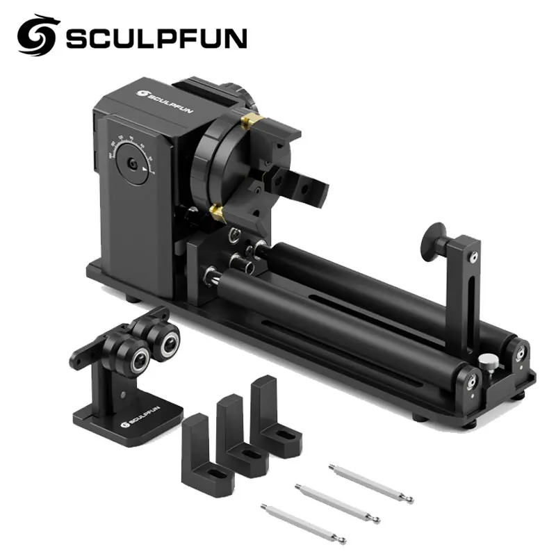 

SCULPFUN RA Pro Max 4 in 1 Rotary Chuck Y-axis Rotary Roller Engraving Module with 180° Adjustable Angle for Cylindrical Objects