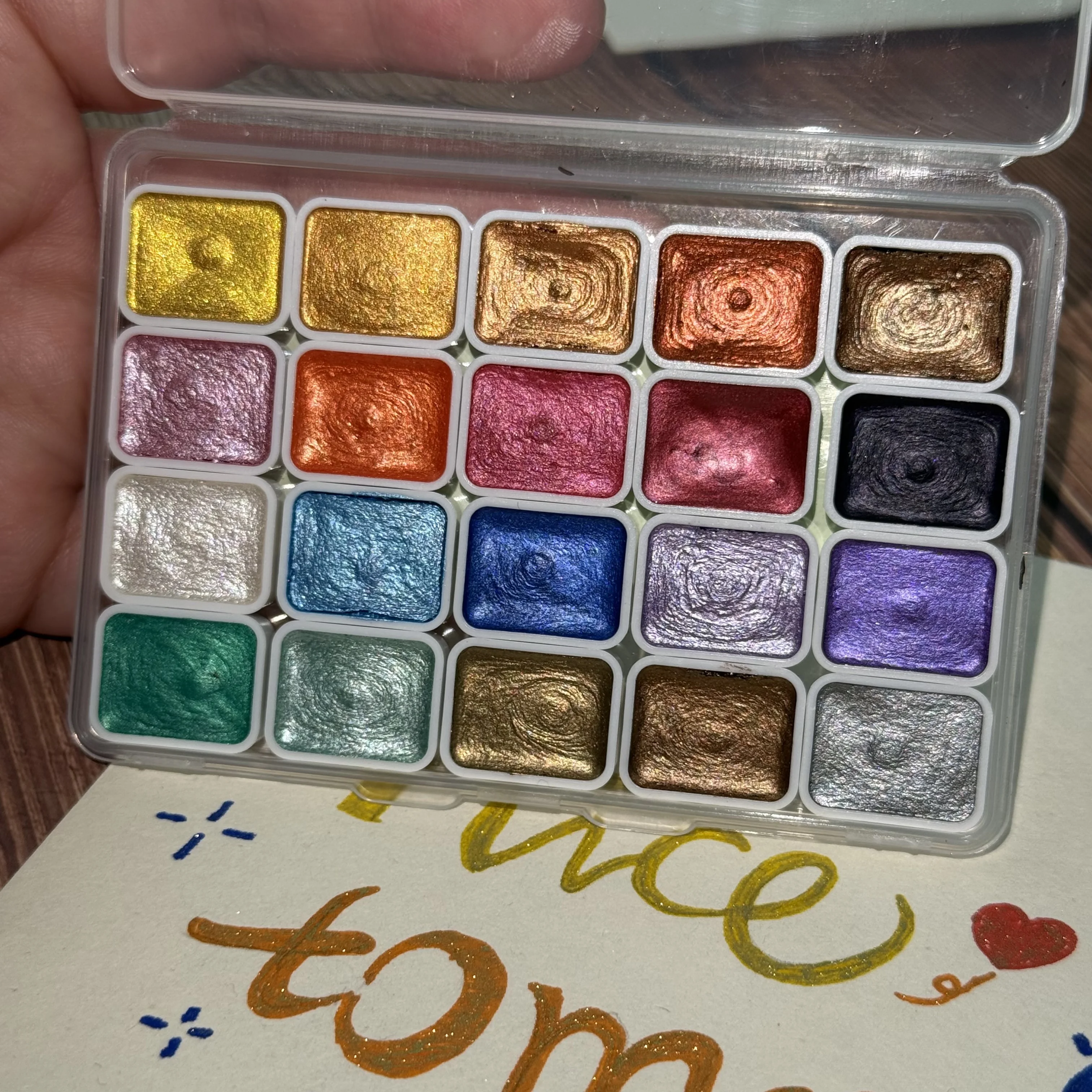 Metallic Watercolor Paint Set 20 Colors in DunHuang Style Shimmer Glitter Shifting Paints Kit for Paper DIY for Adult Amateurs