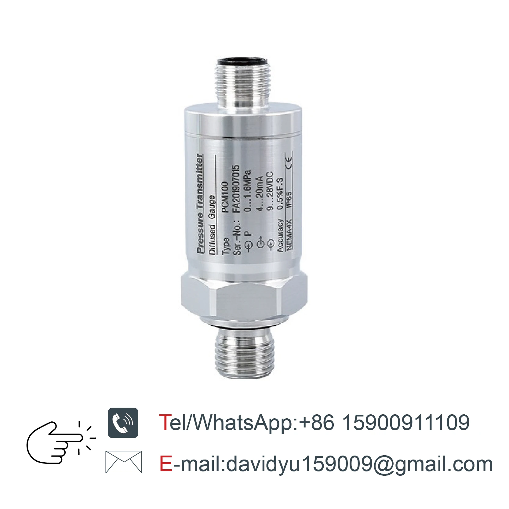Pressure Transmitter 4-20mA Industrial Sensor M12 Connector IP67 Hydraulic Oil Air Monitoring