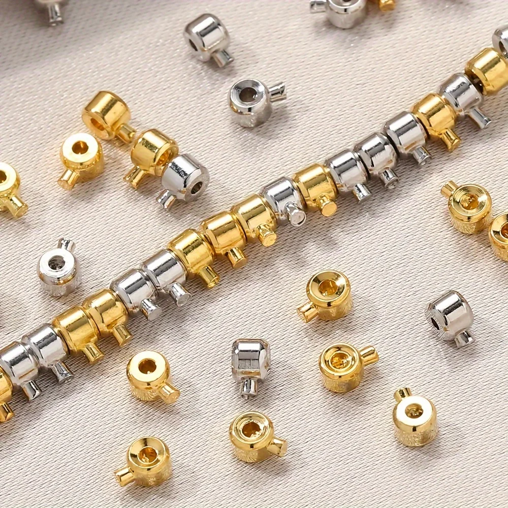 Copper Positioning Buckles Clasps with Bead Caps - DIY Necklace & Bracelet Connectors, Jewelry Closure Accessories
