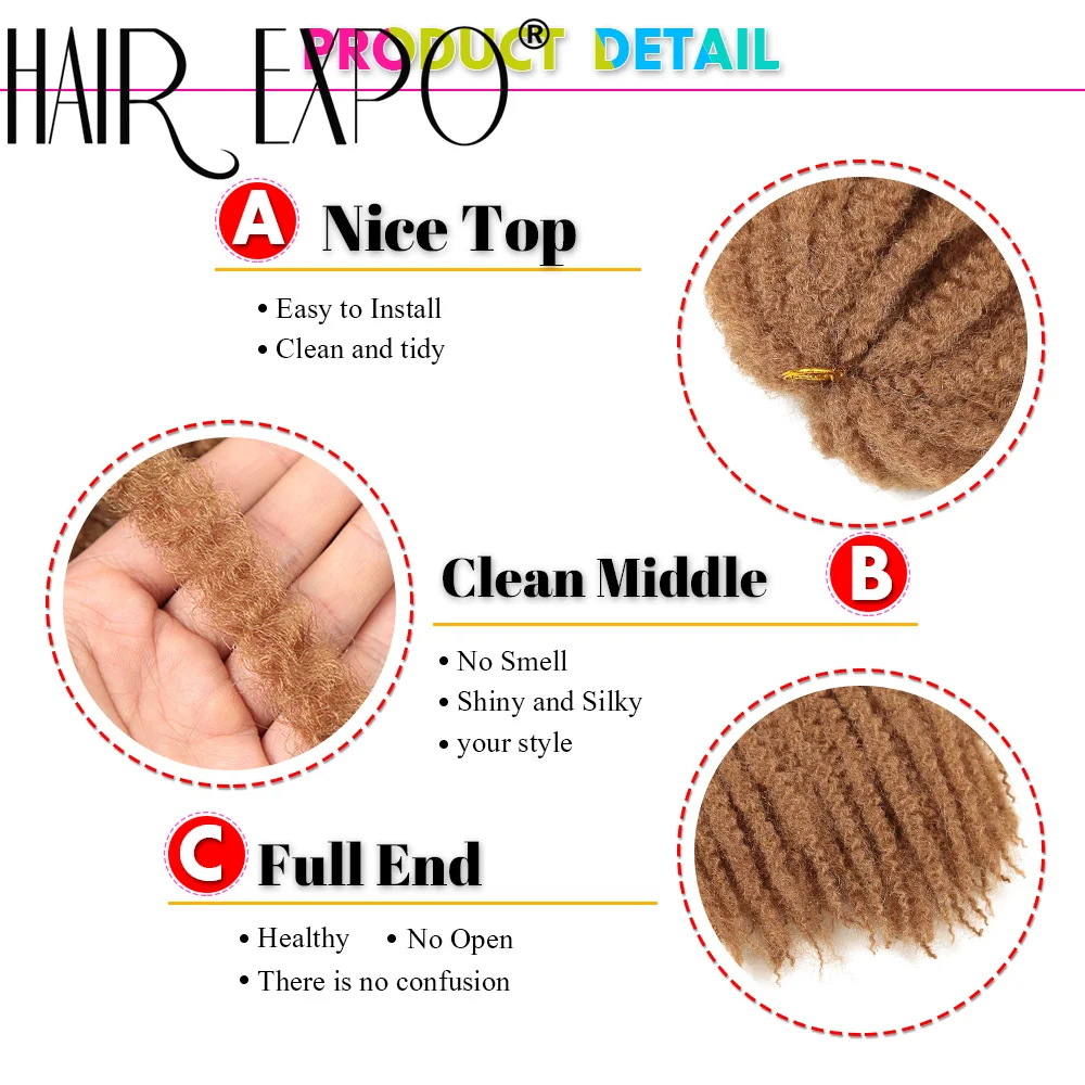 Marley Hair 18Inch Synthetic Marley Braiding Hair Ombre Black Brown Blonde for Afro Kinky Marley Twist Braiding Hair For Women 5