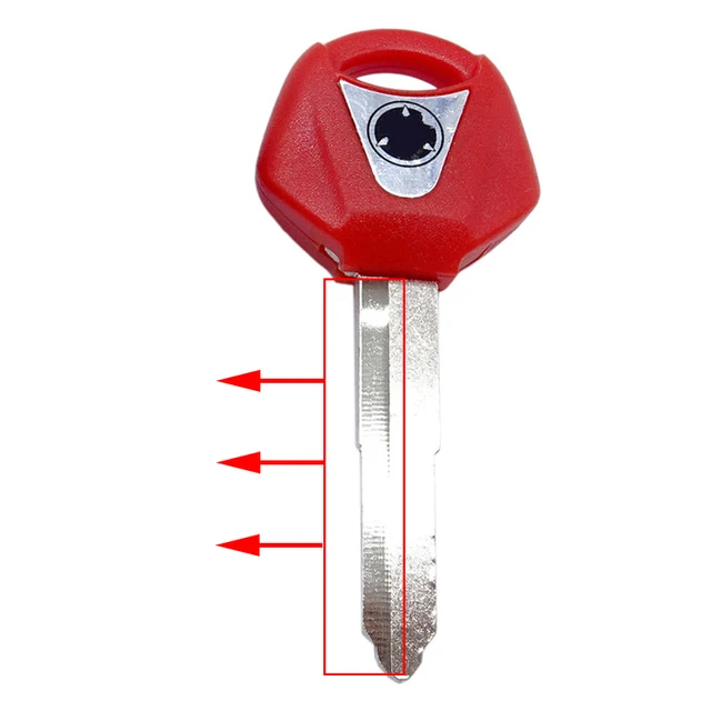 1PC 43mm Fit for YAMAHA YZF XJR1300 FJR1300 MT09 MT07 XJ6 TMax FZ6 FZ8 R3 R1 R6 Motorcycle Uncut Blade Blank Key Embryo Red left