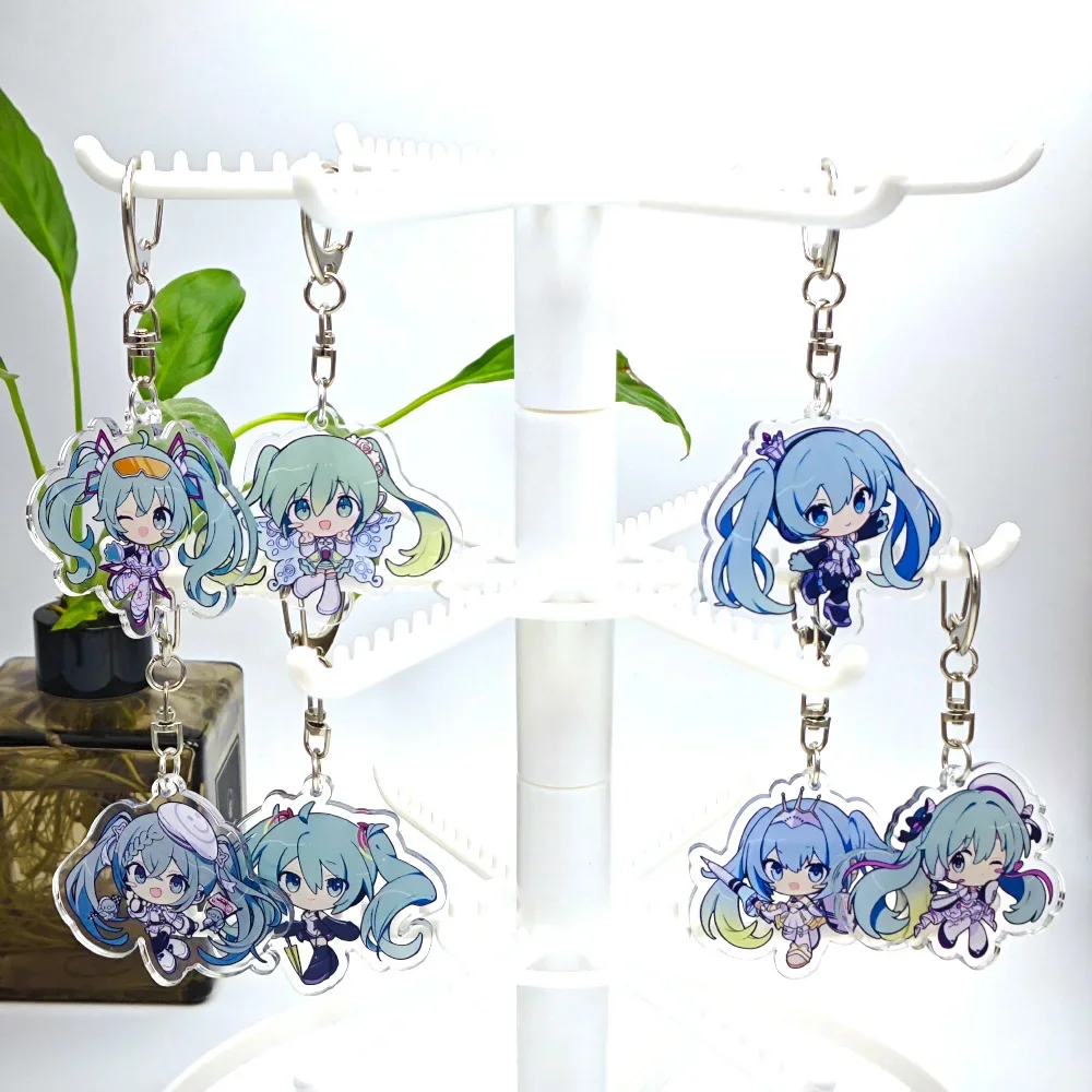 Cartoon Anime Lilo and Stitch Pendant Keychains Holder Car Key Chain Key Ring Mobile Phone Bag Hanging Hatsune Miku