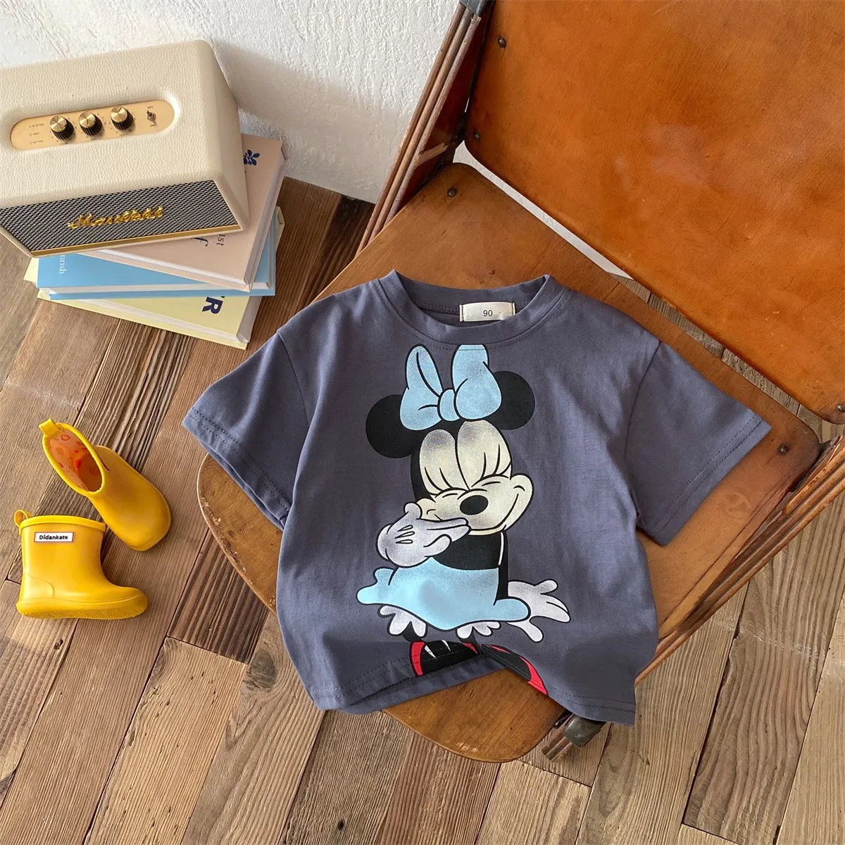 2024 New Children's Short Sleeved Round Neck Loose Fashion T-shirt For Boys And Girls Fashion Cartoon Disney Mickey Mouse Tee 6