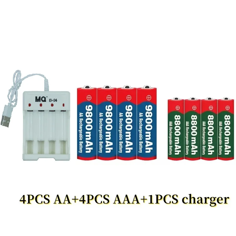 Фото Новинка, перезаряжаемый никель-водородный аккумулятор 1,5 в AA9800mAh + AAA8800mAh + USBcharger 1,5 V, используется для электронных игрушек, батарей для камеры №2