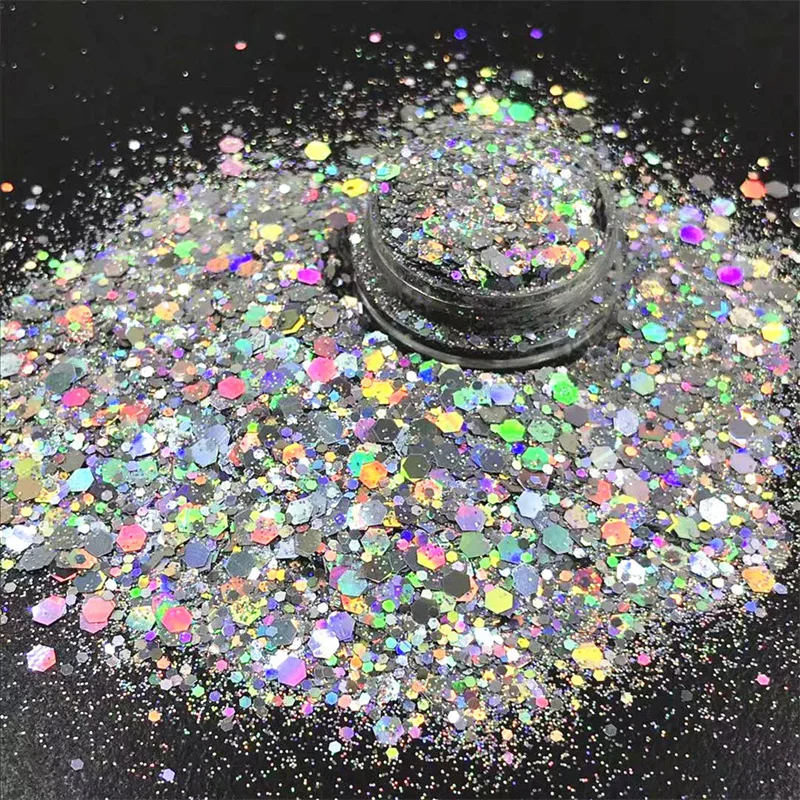 24 Colors Iridescent Nail Art Glitter Sequins Set Net-5g Holographic Colorful Sparkly Hexagon Flakes's Bottled Nail Sequins nail glitter nail decoration nail decorations nail flakes