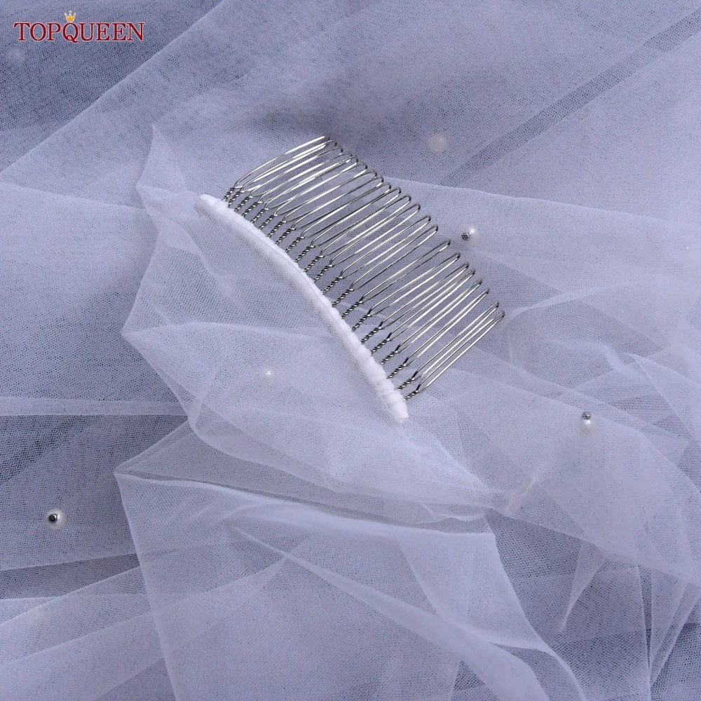 Bridal Veil TOPQUEEN V52 3D Flowers Wedding Veil with Pearls Bridal Veils Long Train Bridal Shower 3 Meter Veu de Noiva