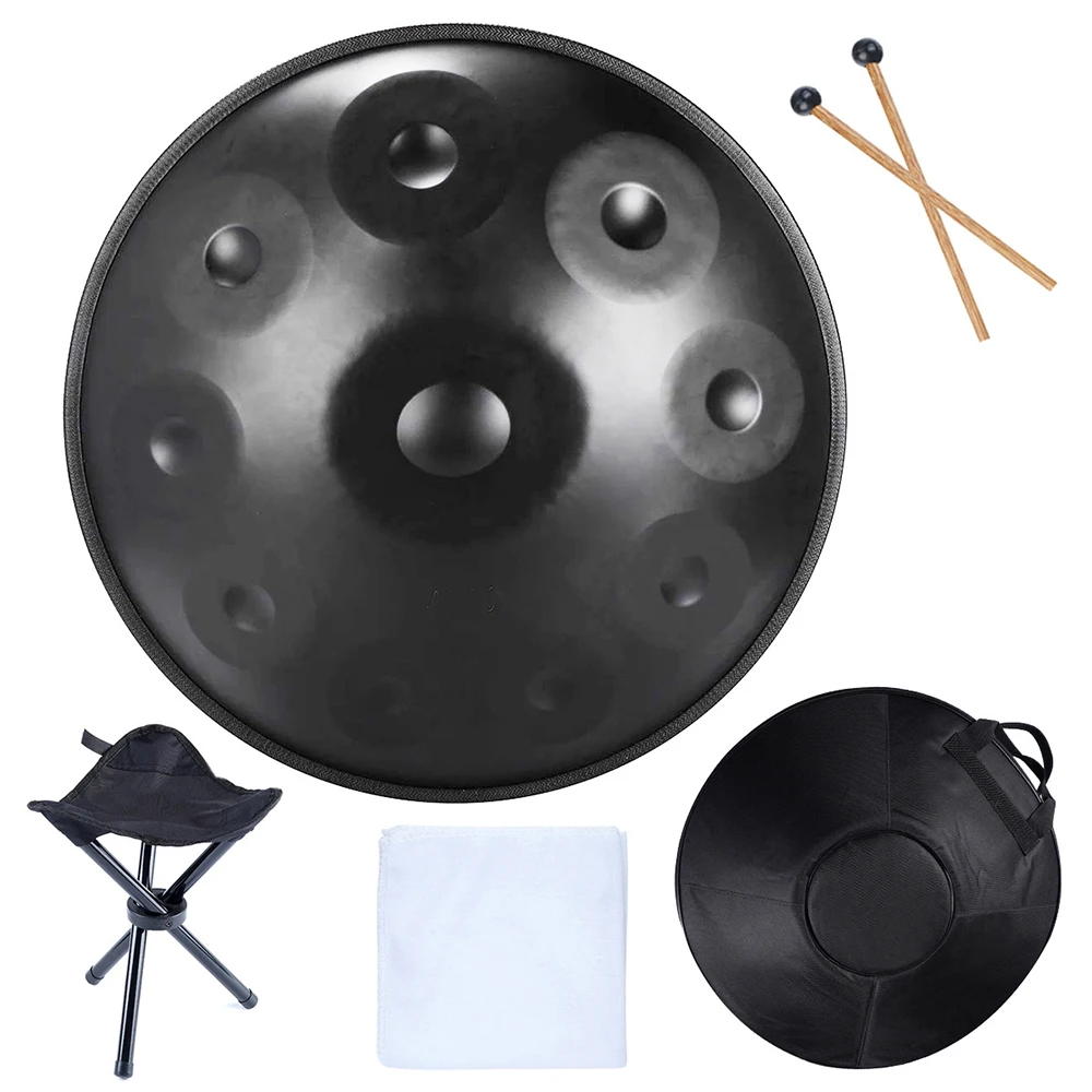 Handpan 432HZ 10Notes DMinor 22inch percussion Instruments Gift Steel Tongue Drum with Edge Woven Rattan Professional