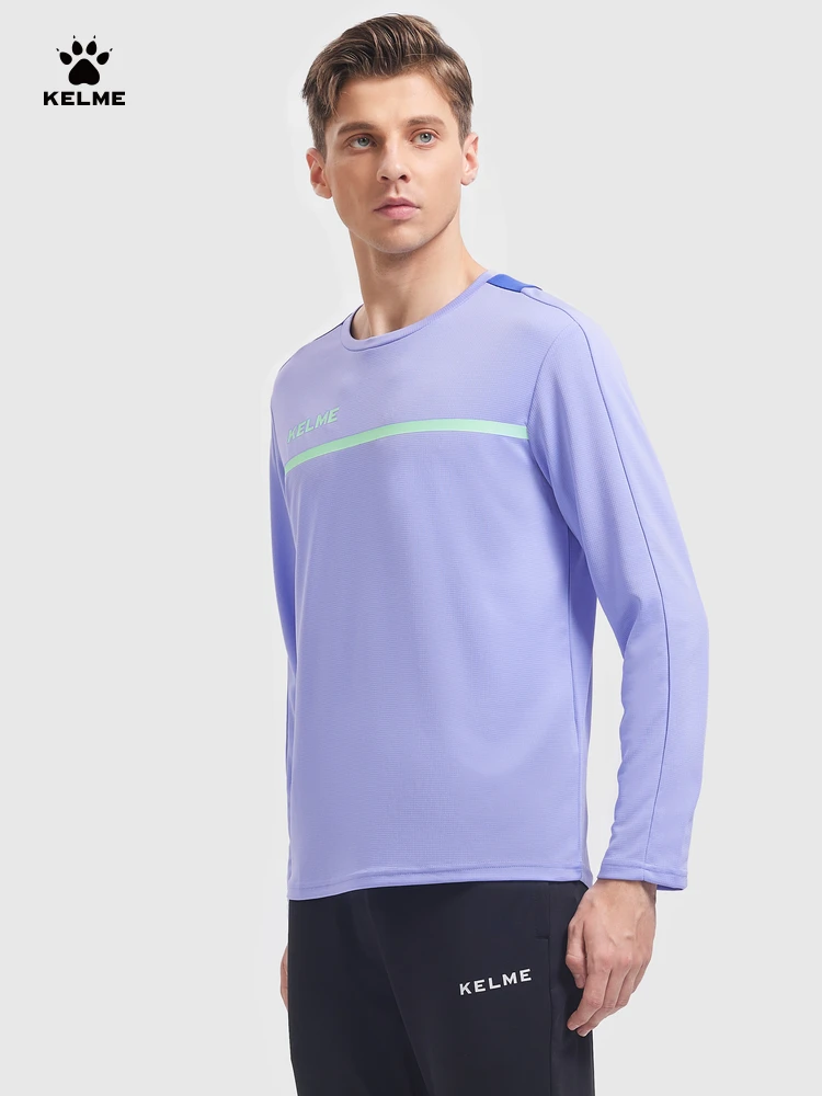 Mens Shirts KELME long sleeve T-shirt men's spring football sport tops round neck professional running training clothes