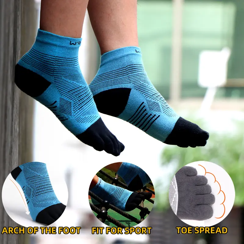 WRELS Coolmax Sports Socks Comfy Elastic Shock-proof Breathable Run Knitted Socks High Performance Athletic Five Toe Socks - Image 5