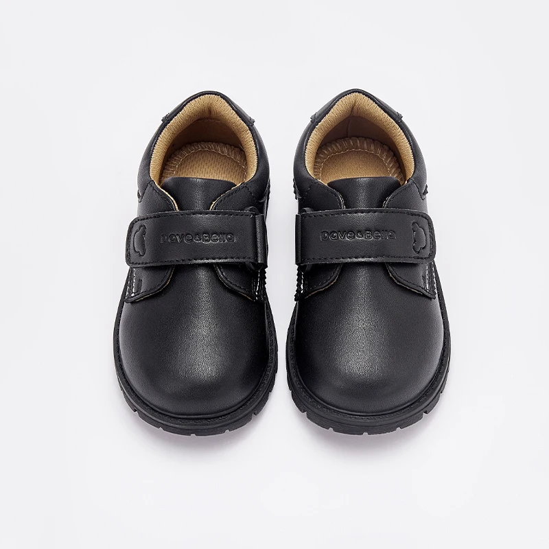 Dave Bella Spring Autumn New Boys Leather Shoes Children Britain Style Black Casual Shoes for Kid Girls Leather DB3241696