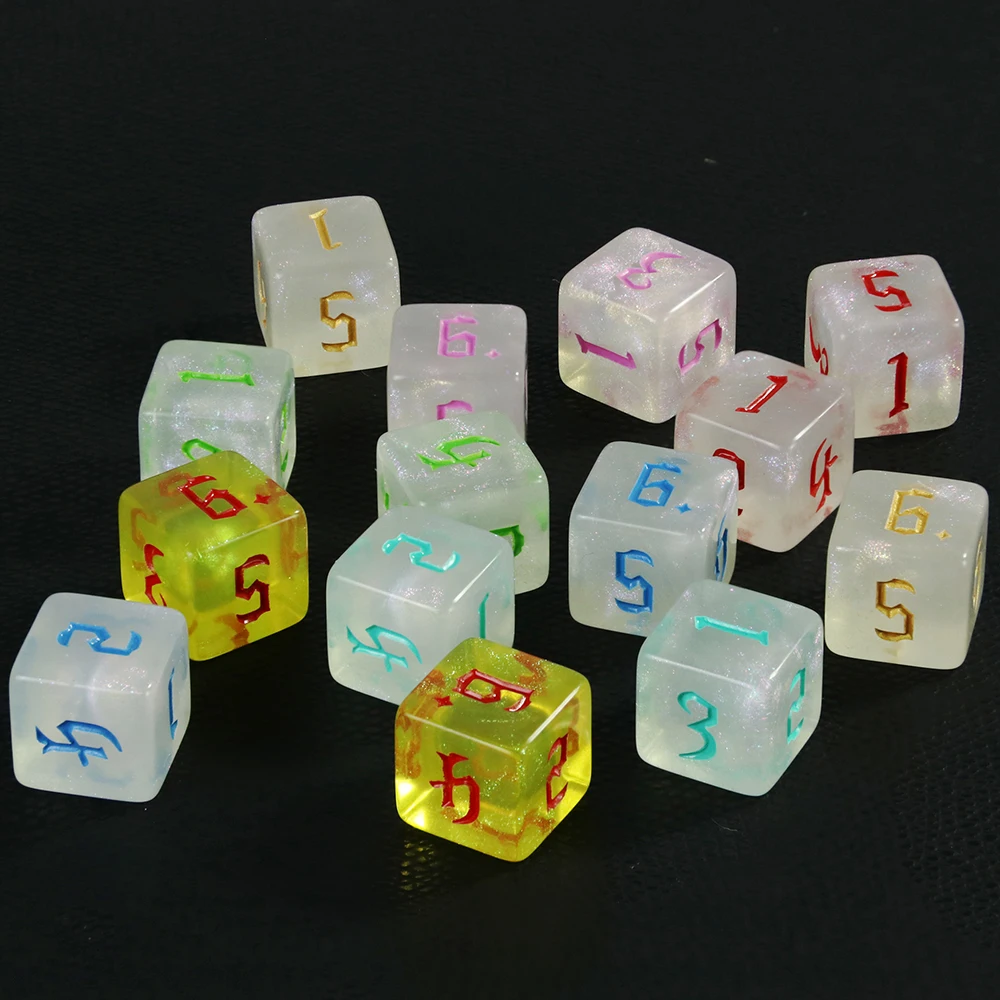 D6 Dice Set 10PCS for DND 6 Sided Dice Multi-sided Games Dices Desktop Polyhedral Set for Role Playing Game