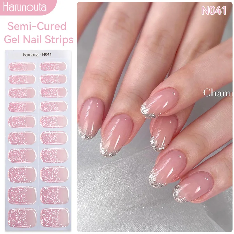 Harunouta Auroras Semi Cured Gel Nail Strips Waterproof Self Adhesive Nail Sticker Long Lasting Gel Polish Stickers for Nails 3