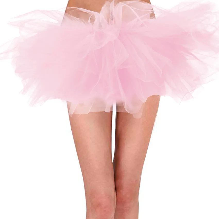 6 Layers Super Mini Tulle Skirt Womens Lolita Petticoat Jupe Femme Party Puffy Skirts Adult Dance Tutu Skirts hoop skirt