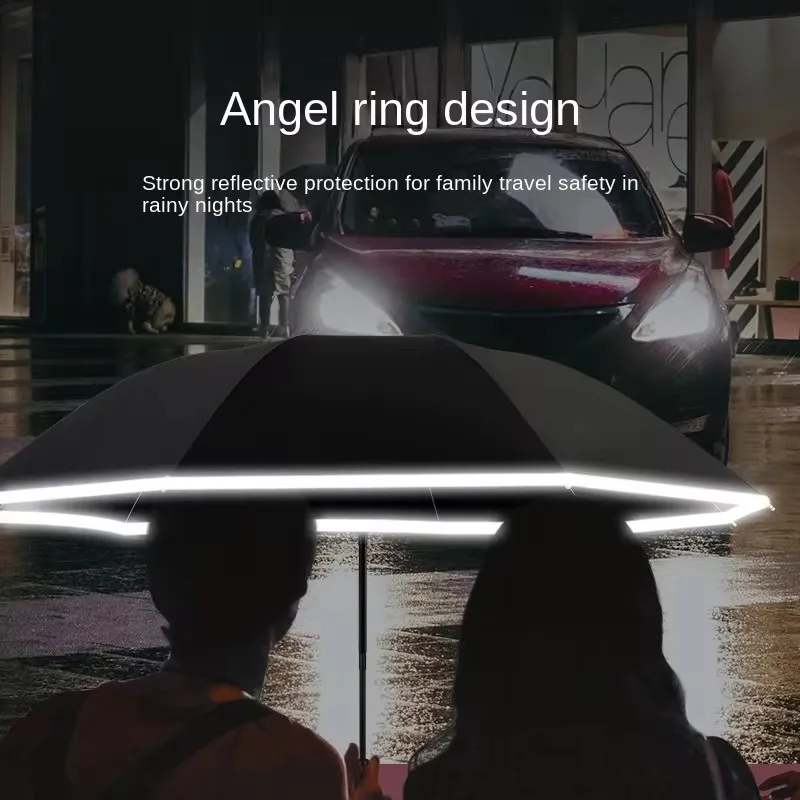 Mechanical umbrella with transparent handle, reverse safety umbrella, 10K, foldable, fully automatic, 230T, for commercial use